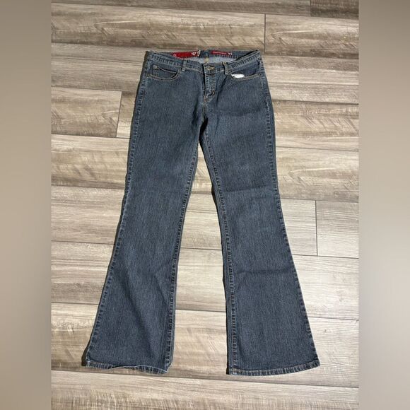 Women’s Vintage Guess Jeans Y2K Flared Pants Strach Denim Size 31 - Picture 2 of 7